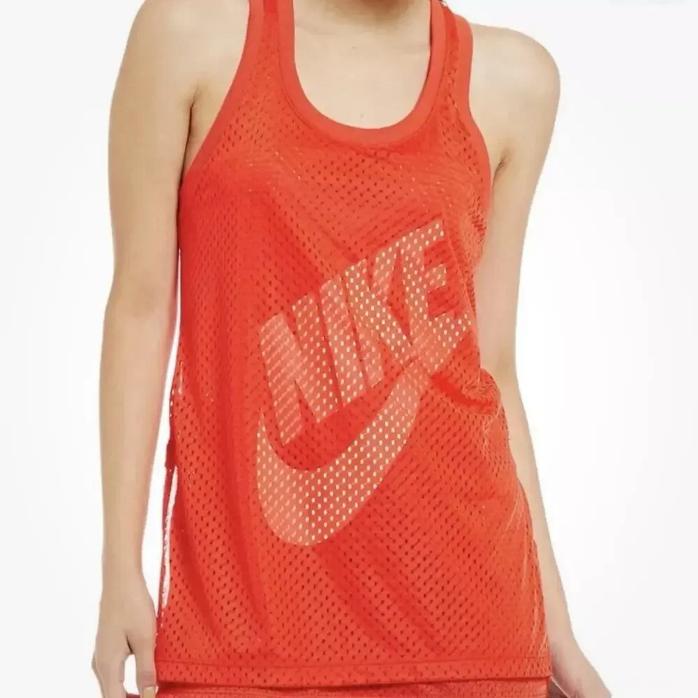 NIKE Light Crimson Red Mesh Overlay Active Gym‎ Running Workout Tank Top Size XS